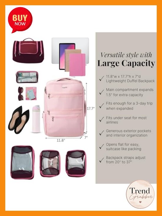 Convertible Travel Backpack Laptop Bag Water-Repellent Nylon Carry-On Duffel main image 6